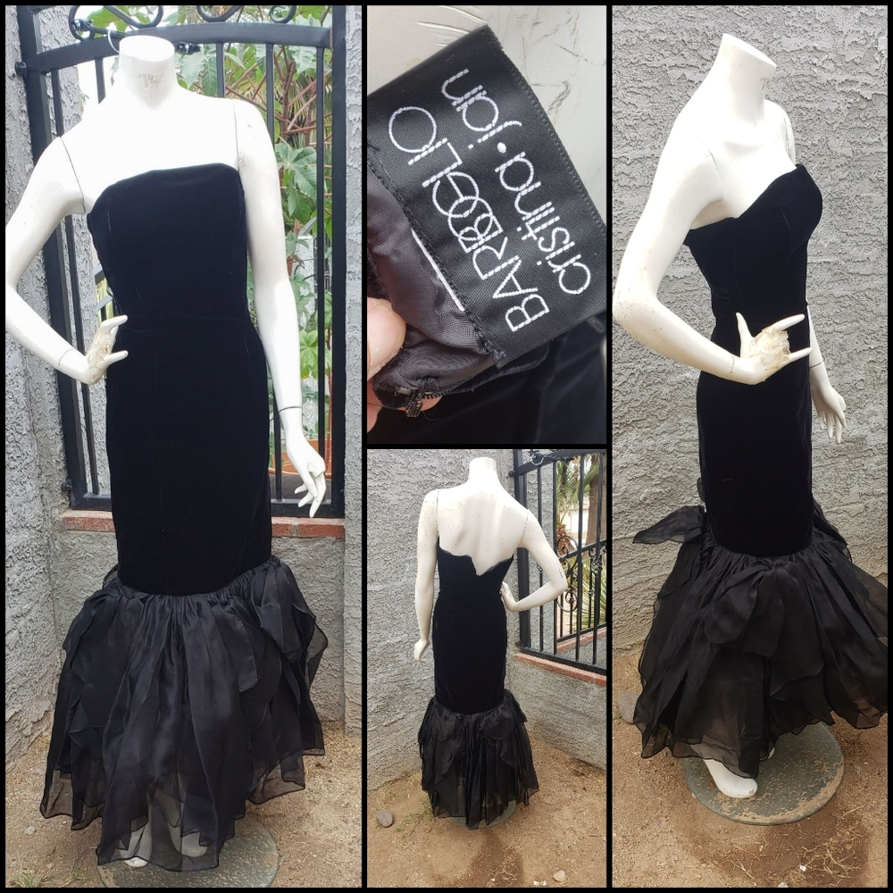 jan barboglio velvet strapless mermaid gown